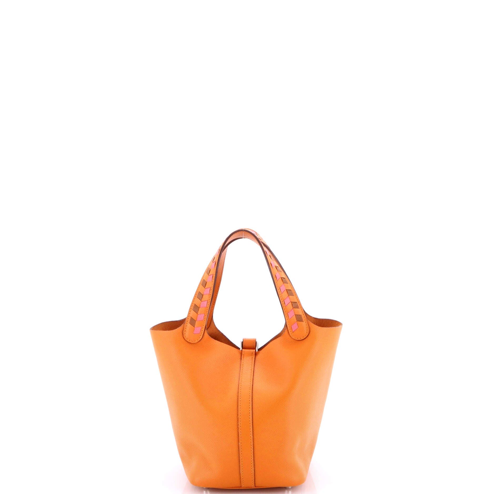 Pre-Owned Hermes Picotin Lock Bag Tressage Epsom PM, Alternate, color, Abricot/Rose Azalee/Gold