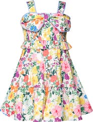 Truly Me Kids' Bow Print Tiered Dress
