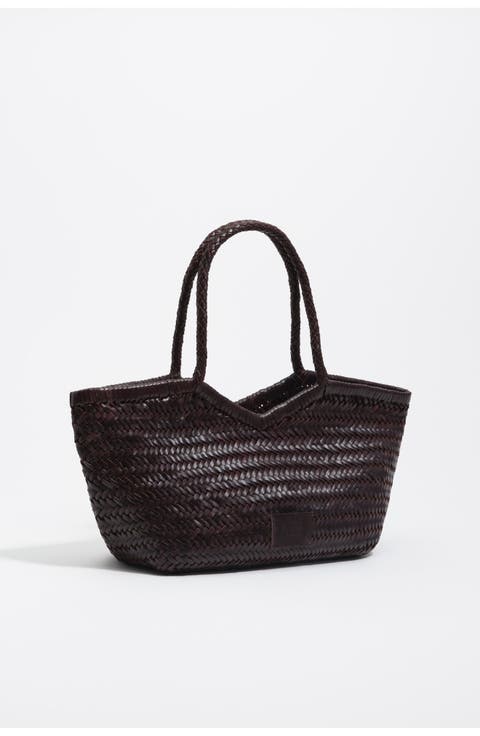 Large Braided Leather Shopper Bag