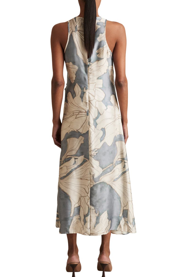 Mieke Floral Sleeveless Satin Dress, Alternate, color, BLUE