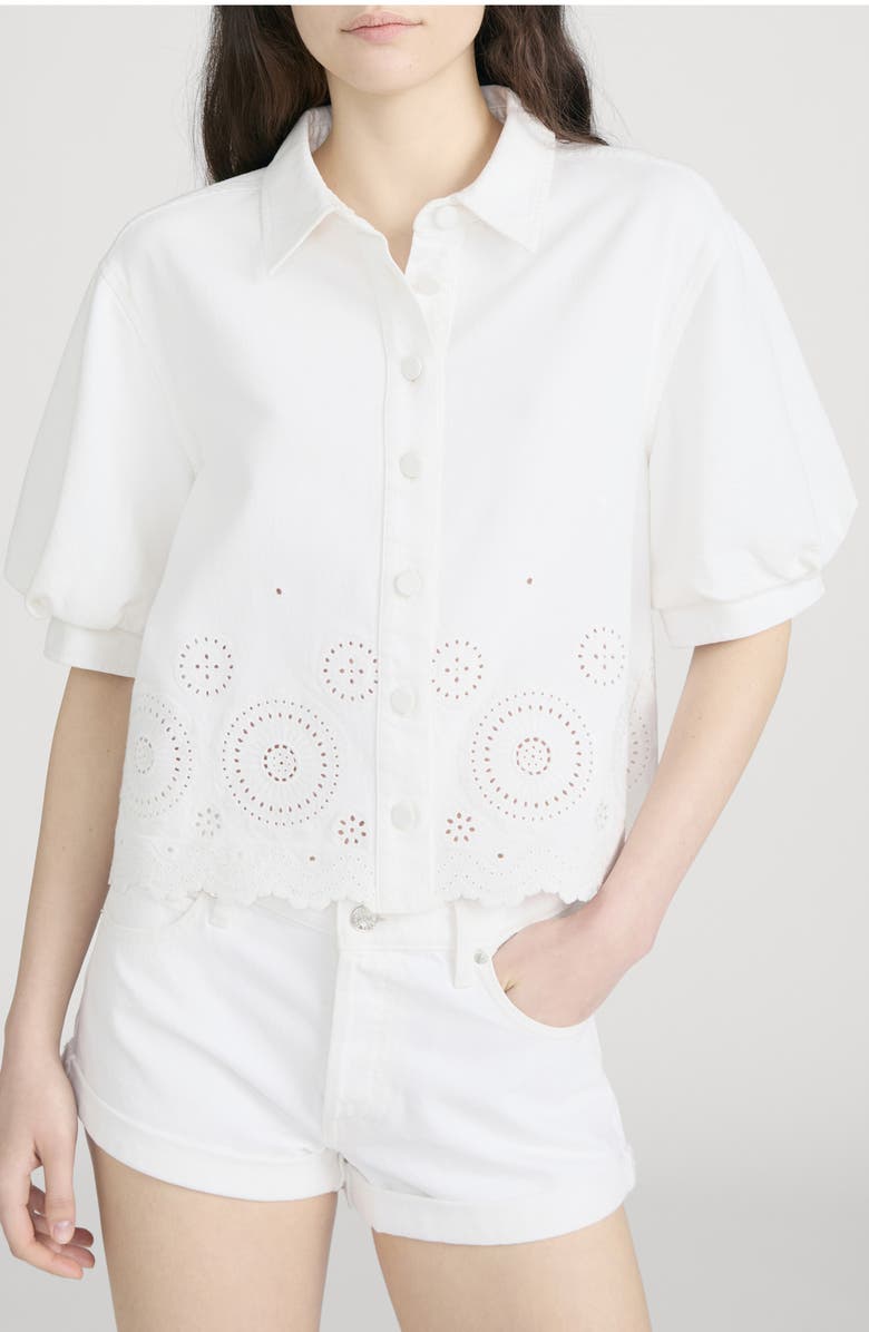 FRAME The Eyelet Billow Sleeve Button-Up Shirt, Main, color, White