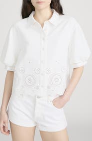 FRAME The Eyelet Billow Sleeve Button-Up Shirt