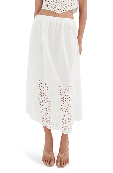 Embroidered Eyelet Maxi Skirt