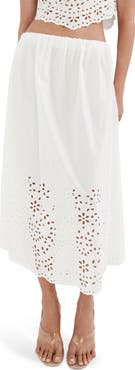 MANGO Embroidered Eyelet Maxi Skirt