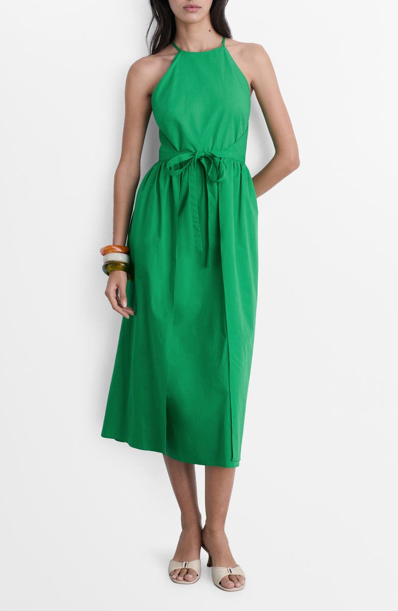 MANGO Tie Waist Sleeveless Maxi Dress, Main, color, 