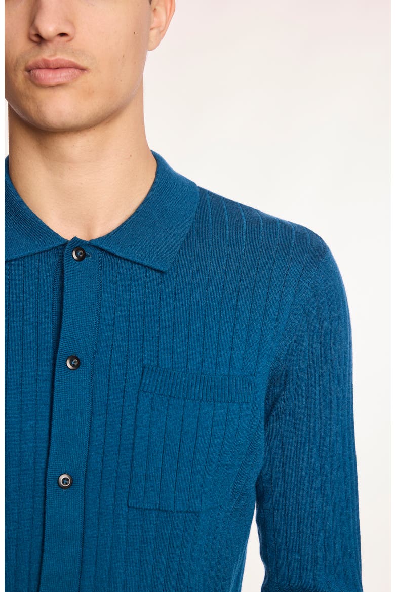Rib Button-Up Polo, Alternate, color, TRANSFORMATIVE TEAL