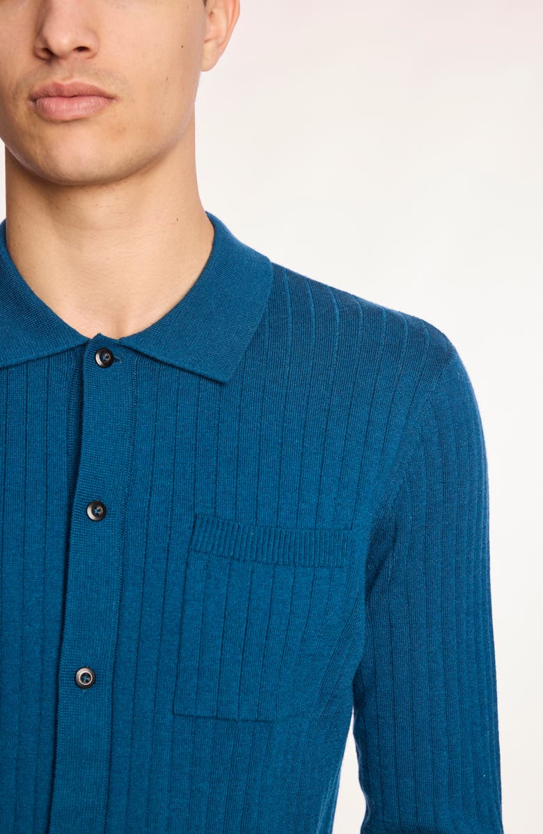 PAISLEY & GRAY Rib Button-Up Polo, Alternate, color, Transformative Teal