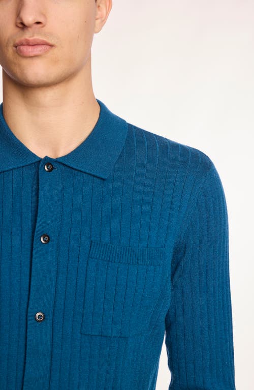 Paisley & Gray Rib Button-up Polo In Blue