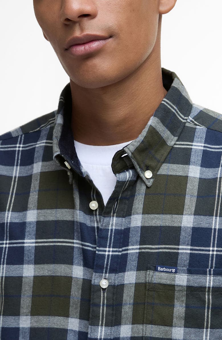 Barbour Rasay Plaid Brushed Cotton Button-Down Shirt, Alternate, color, Fernwood Tartan