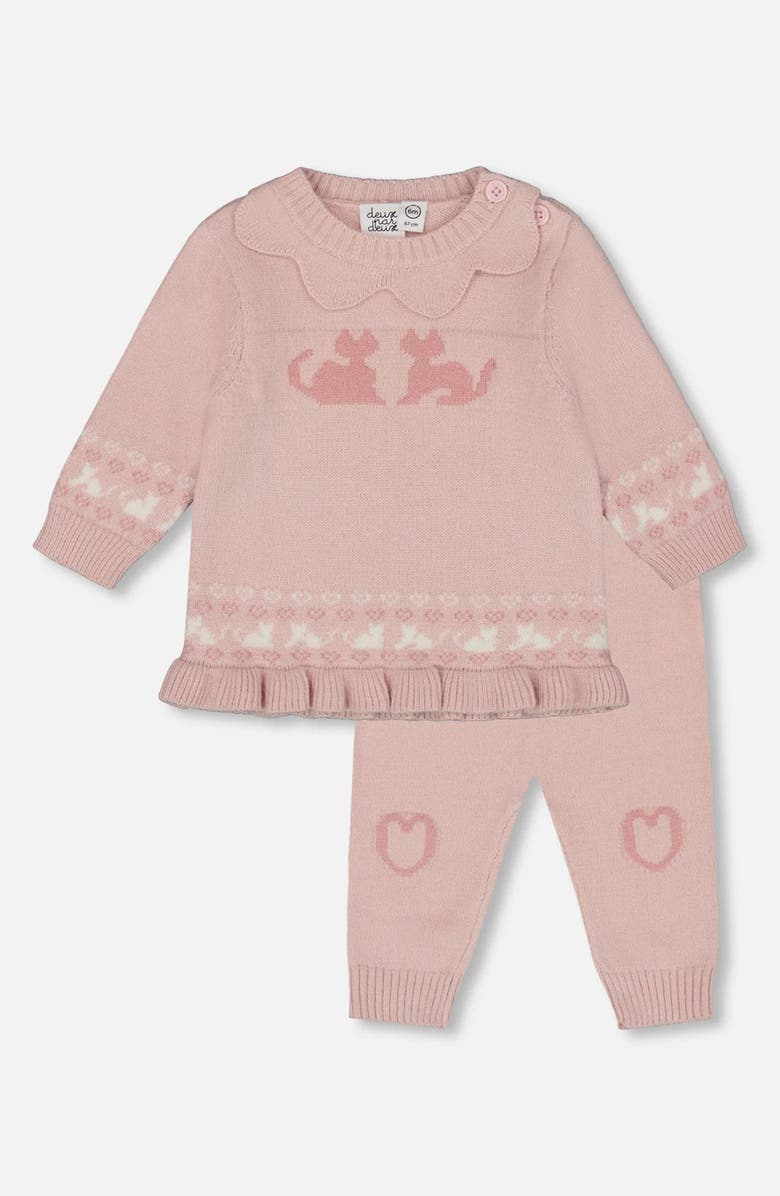 Deux par Deux Girl Knitted Top and Pant Set, Main, color,