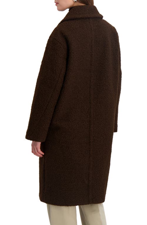 Tahari Ivy Double Breasted Longline Coat In Brown