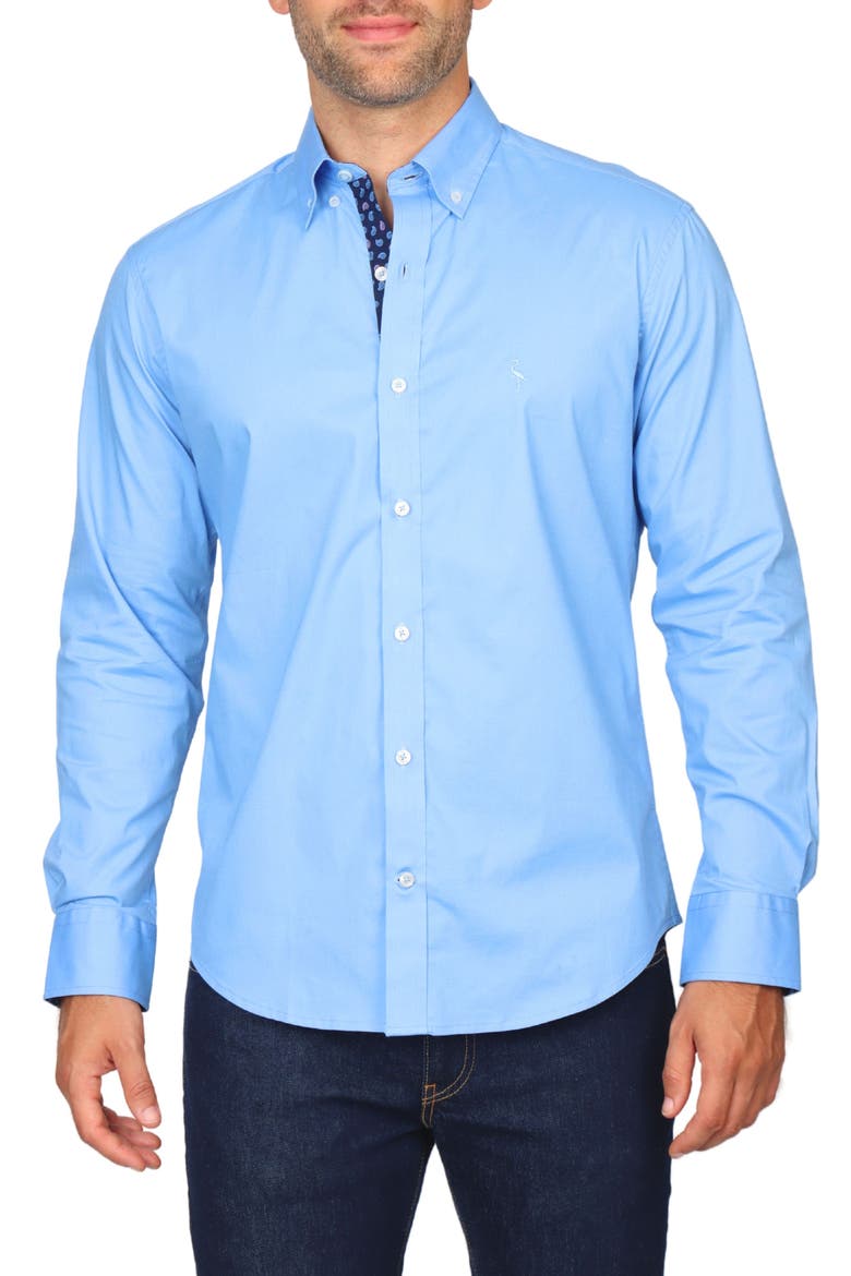 Solid Stretch Button-Down Shirt, Main, color, LIGHT BLUE