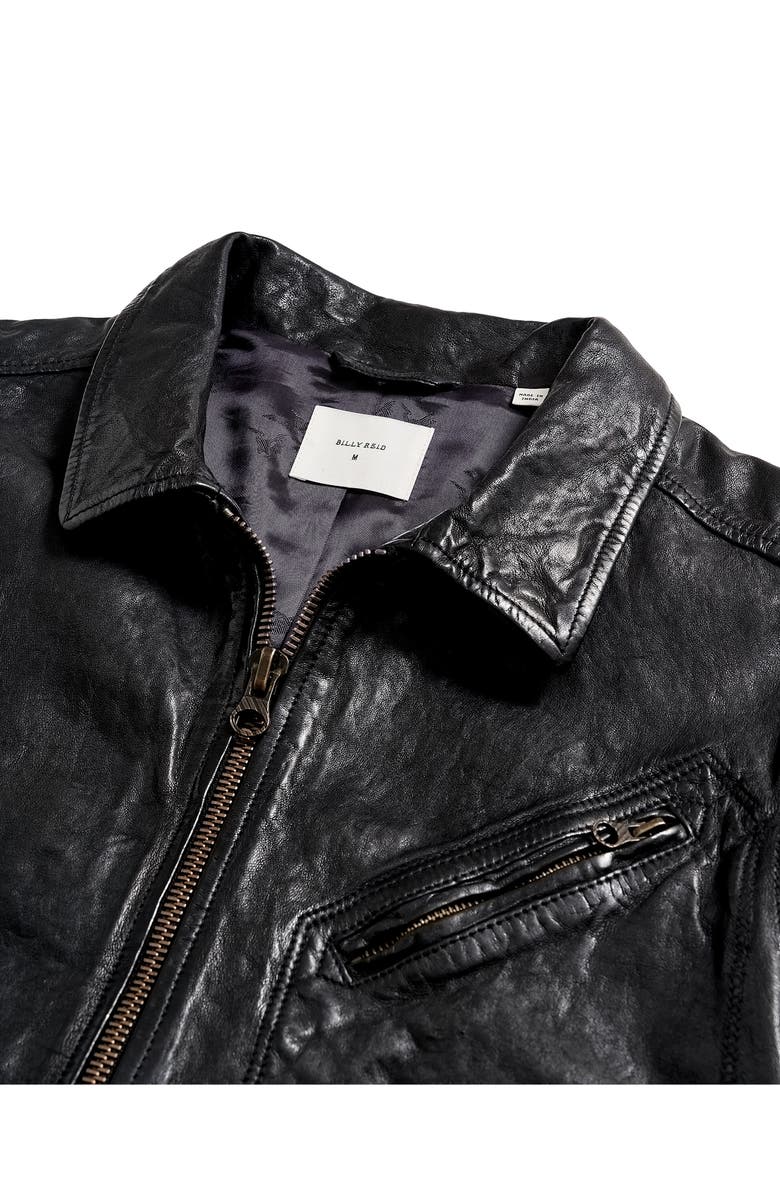 Billy Reid Blake Tumbled Lambskin Leather Jacket, Alternate, color, Black