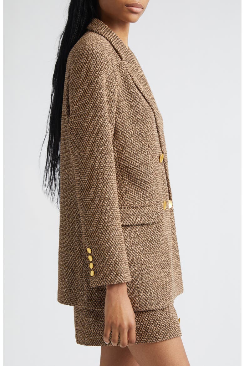 Riva Double Breasted Knit Blazer, Alternate, color, HOT FUDGE/CINNAMON SWIRL/GOLD
