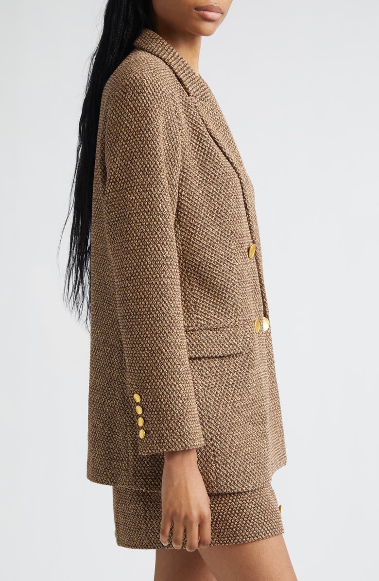 L'AGENCE Riva Double Breasted Knit Blazer, Alternate, color, Hot Fudge/Cinnamon Swirl/Gold
