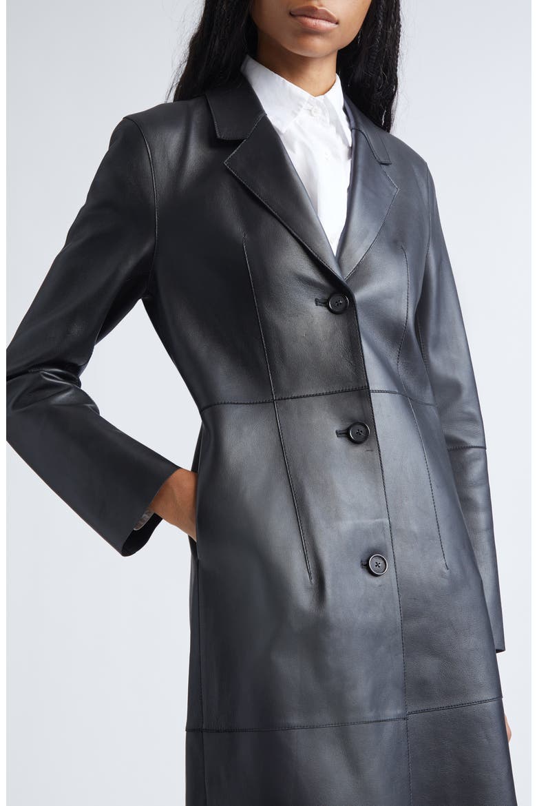 Slim Leather Coat, Alternate, color, BLACK