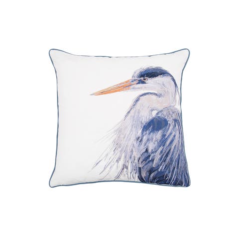 Blue Heron Portrait Accent Throw Pillow 20" x 20"