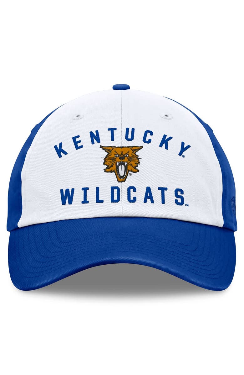 TOP OF THE WORLD Men's Top of the World White/Royal Kentucky Wildcats Heritage Weston Adjustable Hat, Alternate, color, White