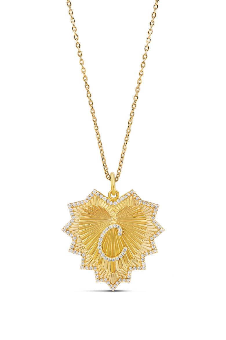 Starburst Pavé Inital Pendant Necklace, Main, color, GOLD