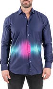 Maceoo Fibonacci Aurora Purple Contemporary Fit Button-Up Shirt