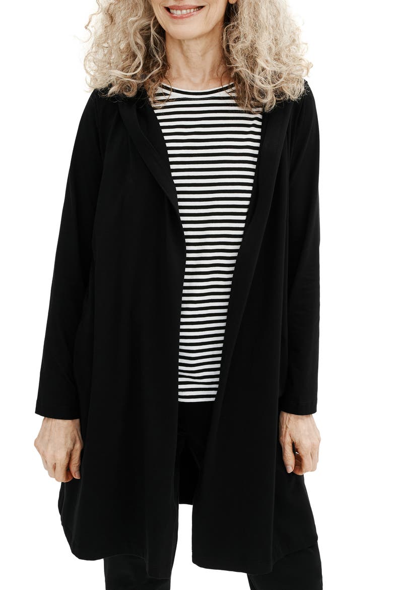 Hooded Open Front Jacket, Main, color, BLACK