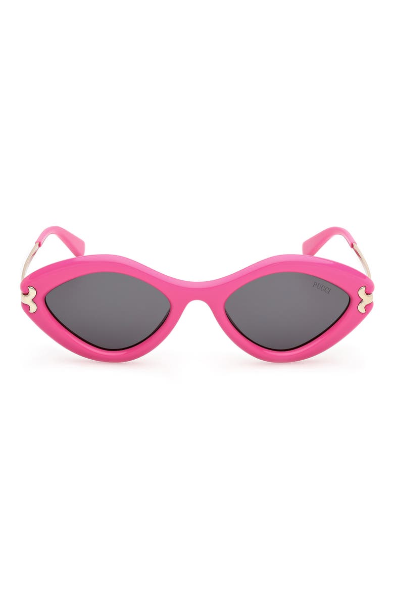 Geometric 54mm Sunglasses, Main, color, SHINY FUXIA / SMOKE