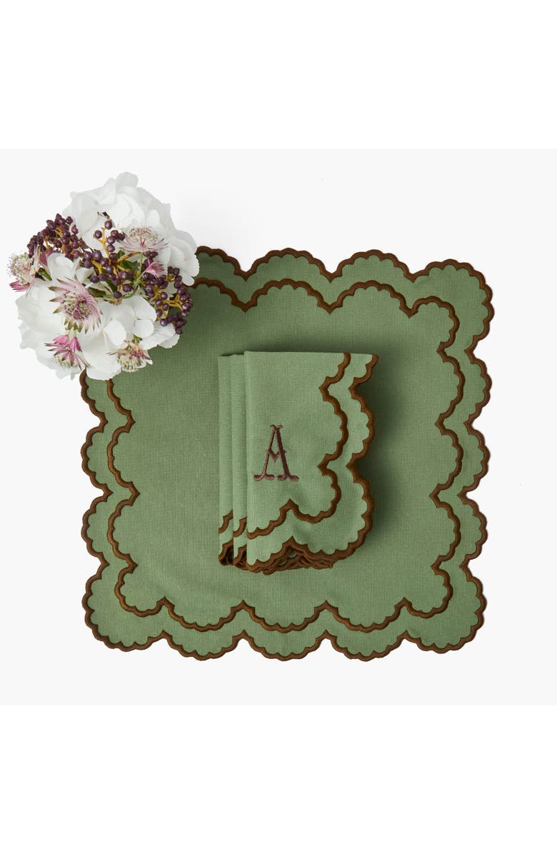 Mrs. Alice Charlotte Green & Brown Napkins, Main, color, Green