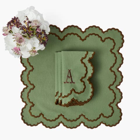 Charlotte Green & Brown Napkins (Set of 4)