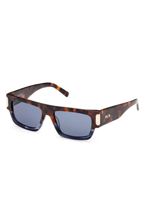 Mcm 54mm Polarized Rectangular Sunglasses In Havana/other/blue