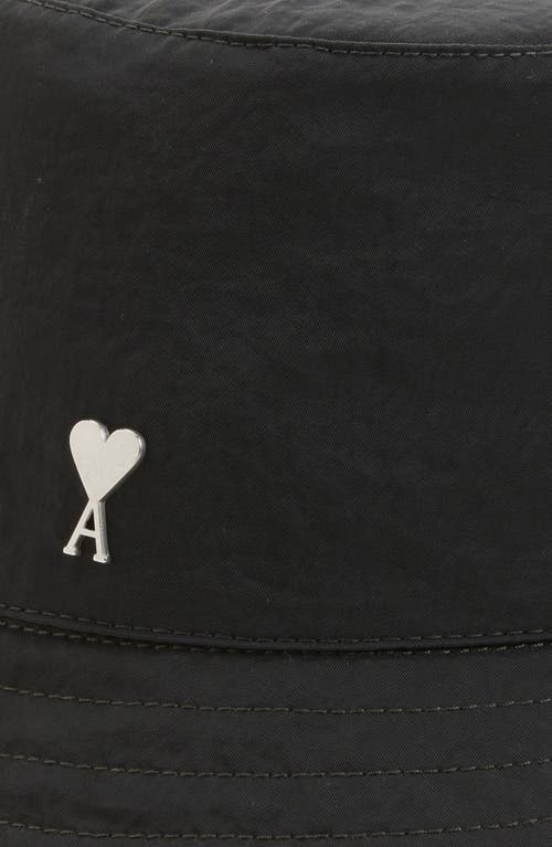 Ami Alexandre Mattiussi Ami Paris Ami De Coeur Embroidered Nylon Bucket Hat In Black