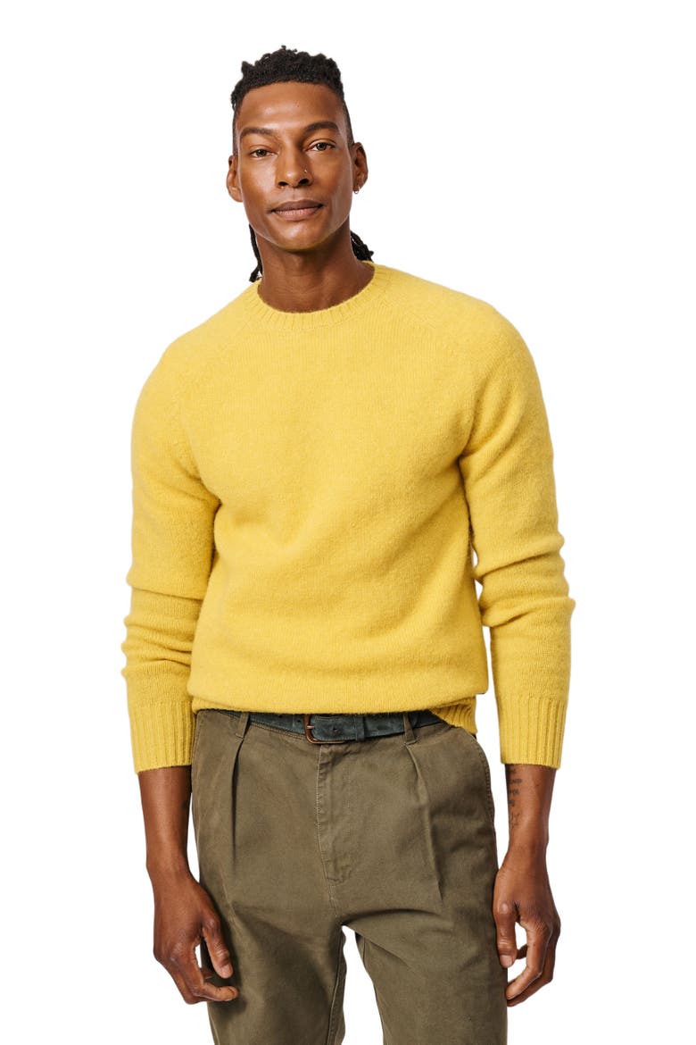 Prestwick Shetland Crew Neck Sweater, Main, color, Yellow