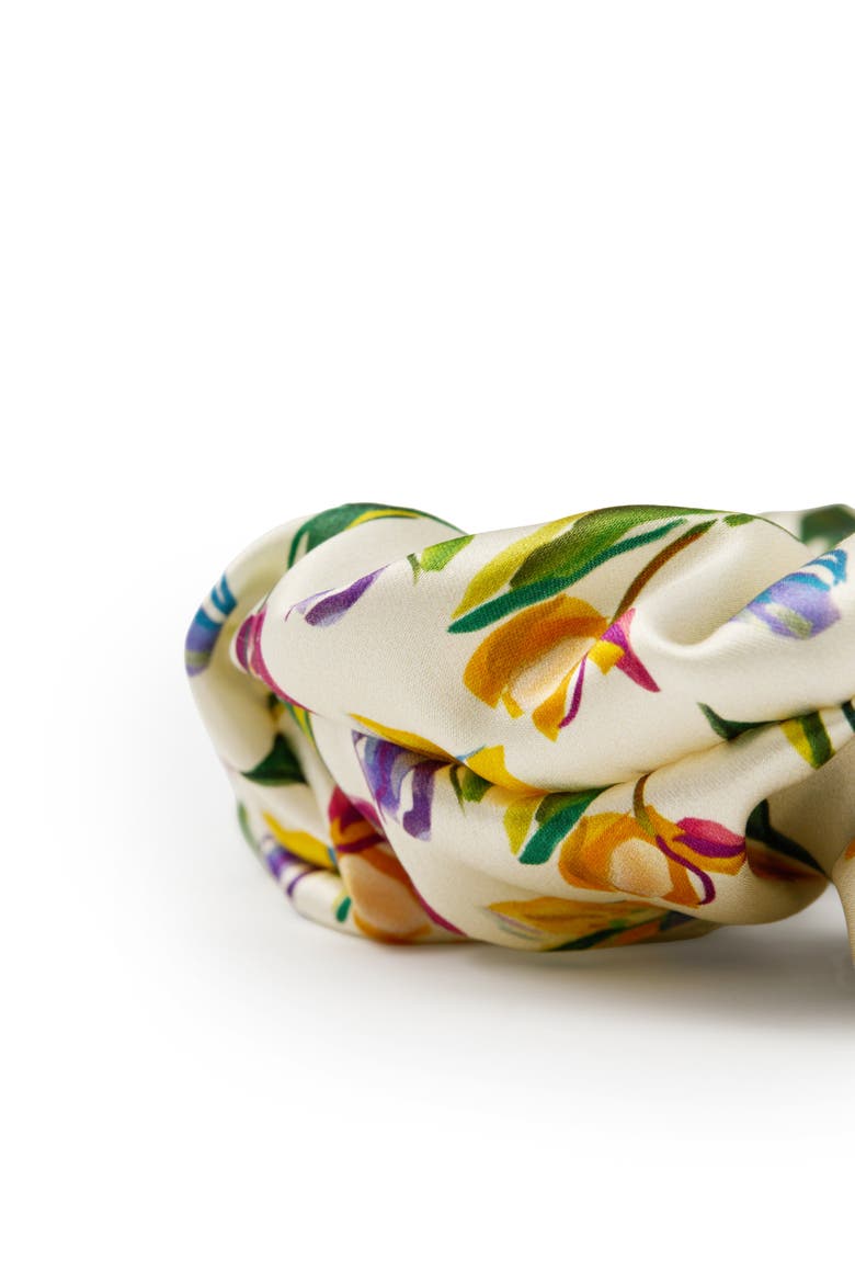 Tulip Silk Scrunchie, Alternate, color, Cream