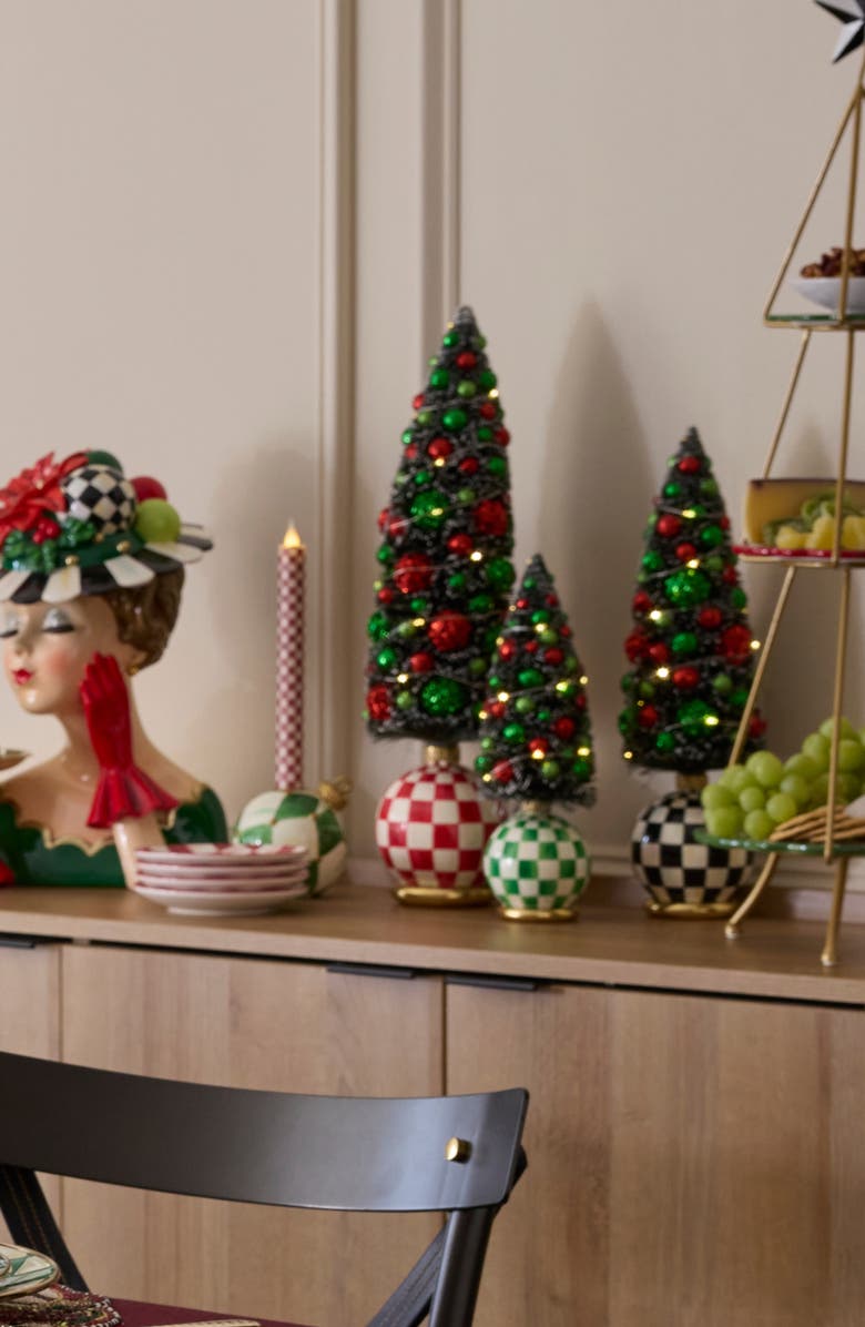 MACKENZIE CHILDS Check It Out Illuminated Large Tree, Alternate, color, Green