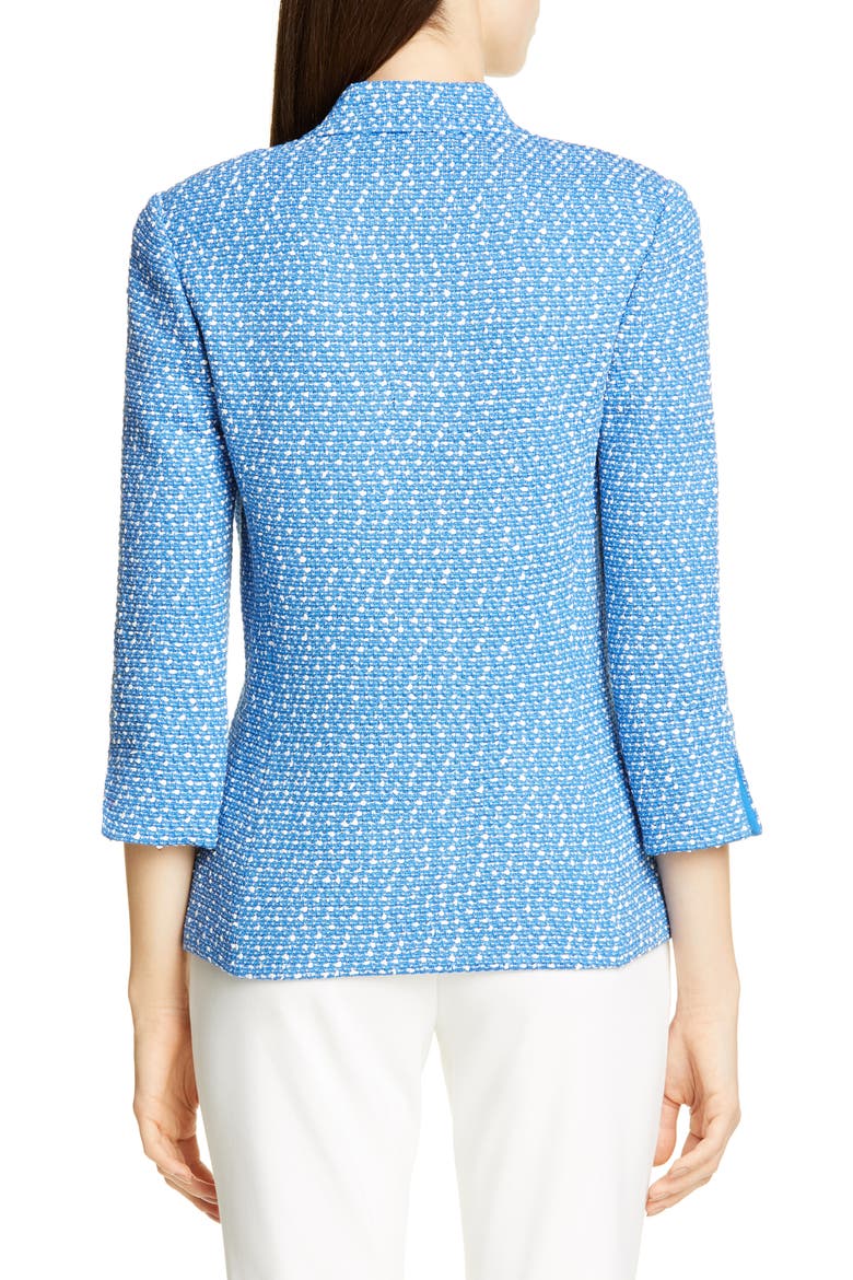 Engineered Coastal Texture Tweed Knit Jacket, Alternate, color, WHITE/ LAKE MULTI