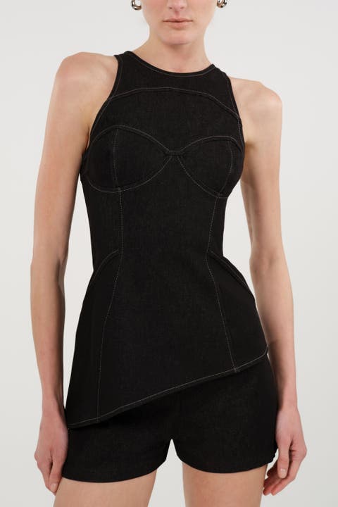 Halter Neck Denim Bustier Top