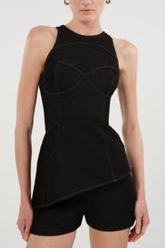 Nocturne Halter Neck Denim Bustier Top