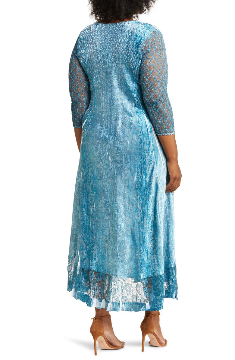 Komarov Lace Sleeve Charmeuse Cocktail Dress, Alternate, color,