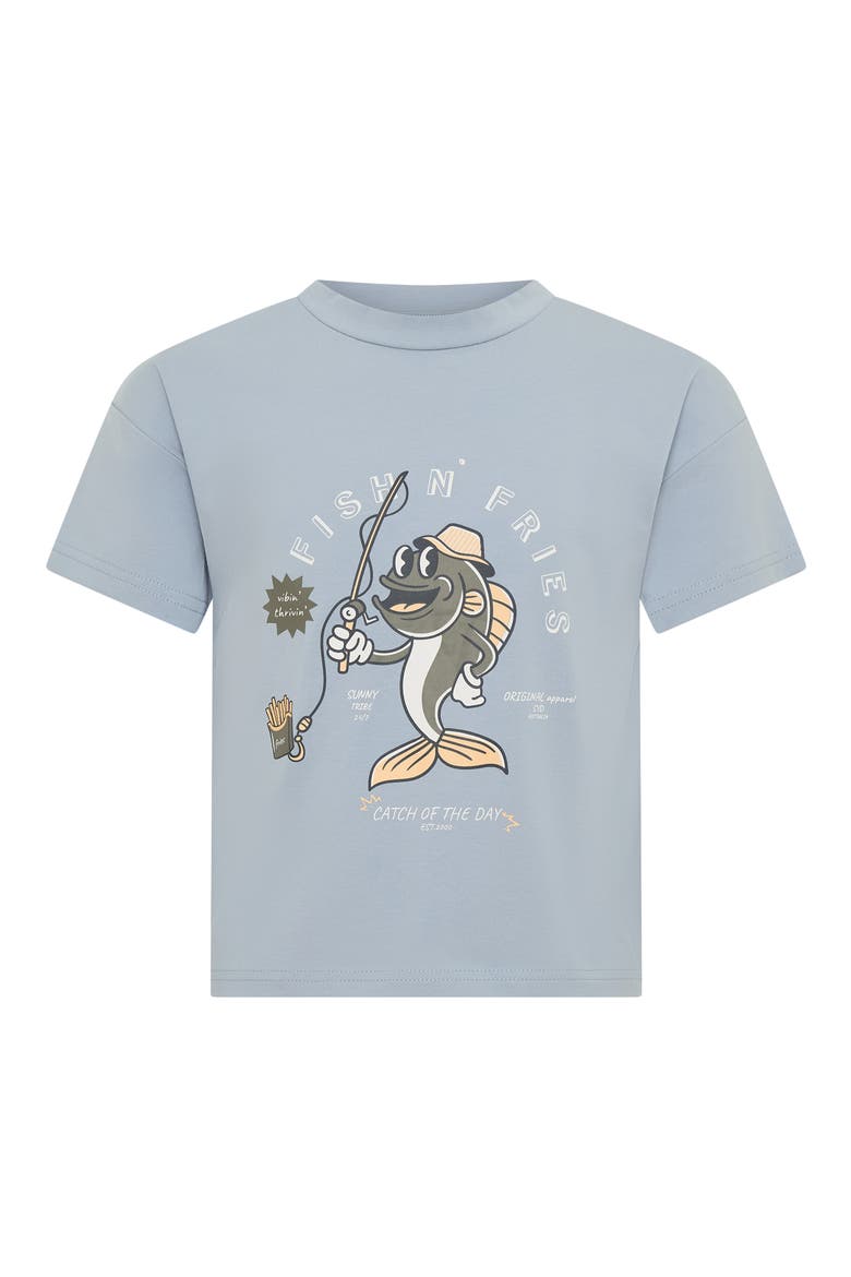Kids' Fishin' Fries T-Shirt, Main, color, SLATE BLUE