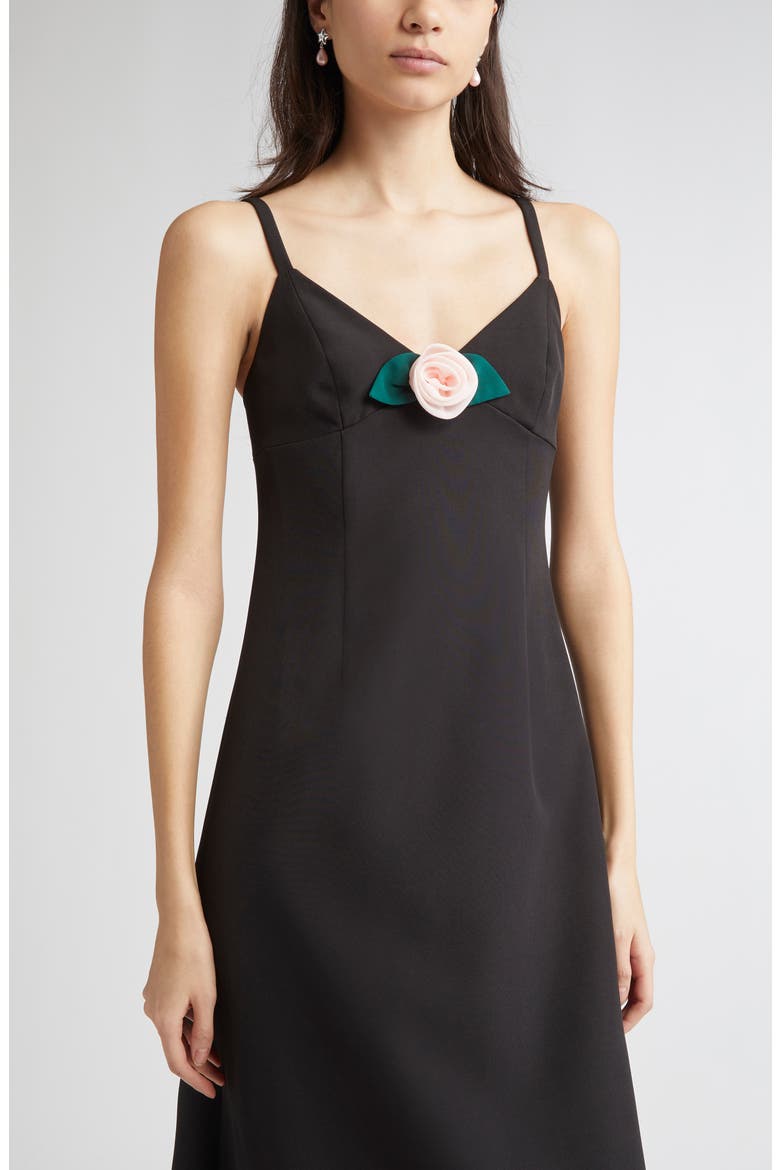 Pilton Rosette Midi Dress, Alternate, color, BLACK