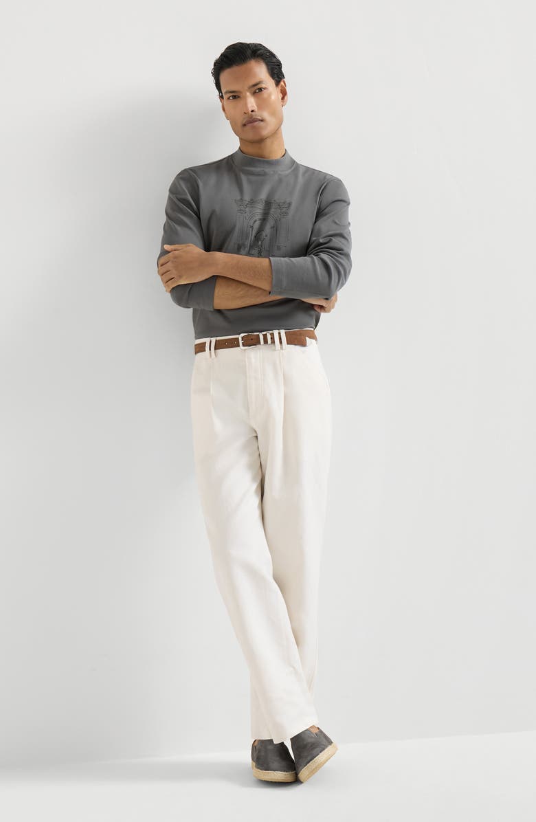 Brunello Cucinelli Cotton and linen trousers, Alternate, color, White
