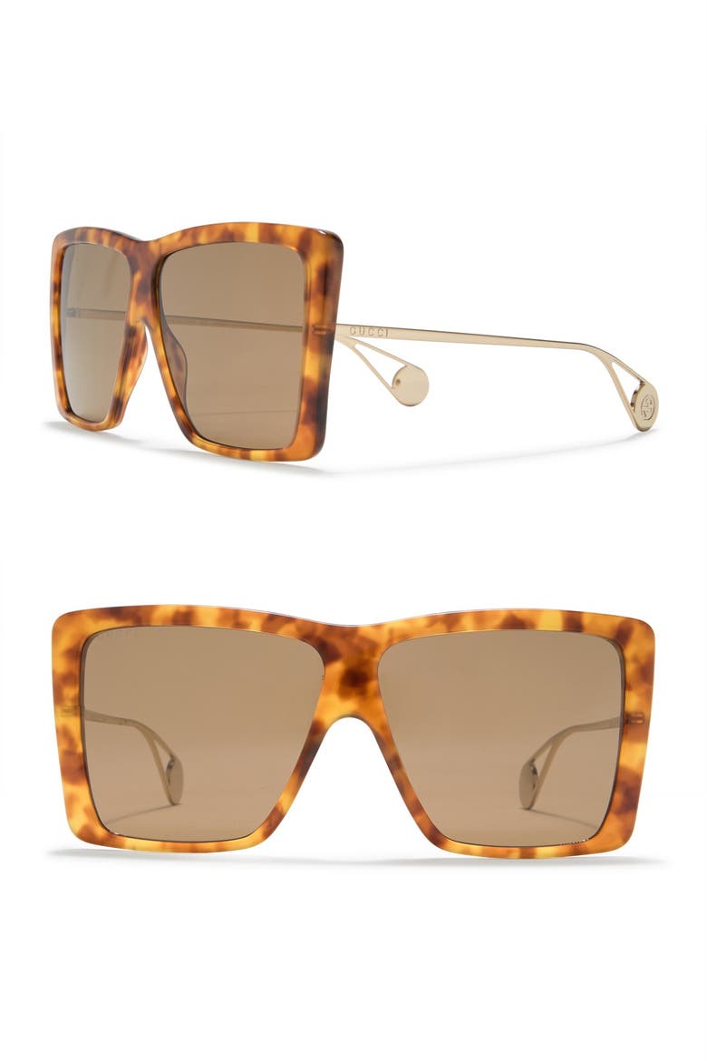 61mm Retro Square Sunglasses, Alternate, color, HAVANA