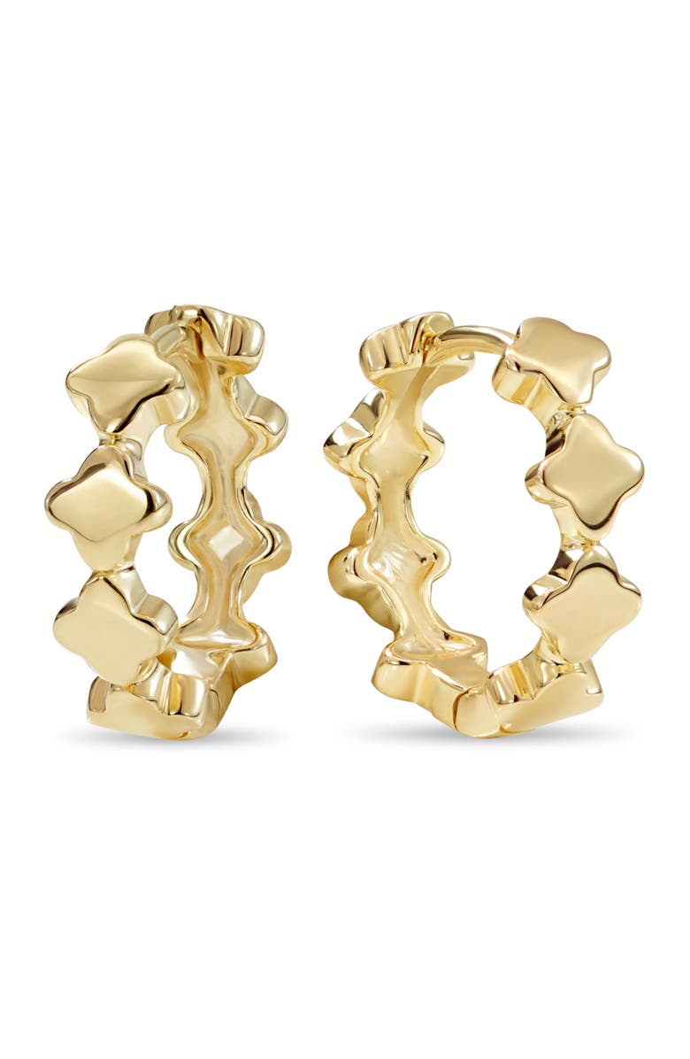 DEVATA Clover Hoop Earrings in 14K Gold, 13mm, Main, color, Yellow Gold