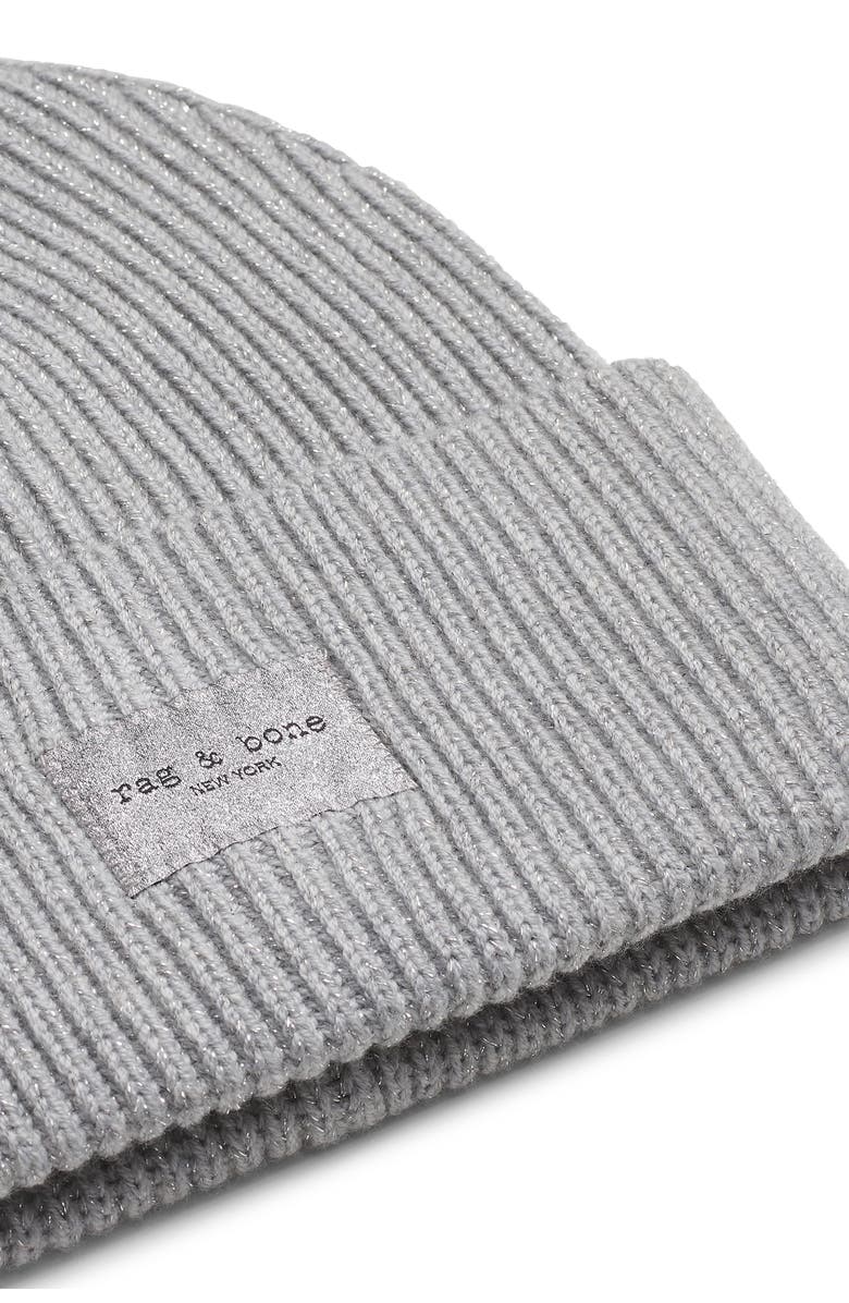 rag & bone Blake Metallic Wool Blend Beanie, Alternate, color, Silver