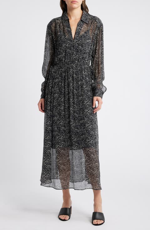 Emmy Long Sleeve Silk Blend Dress