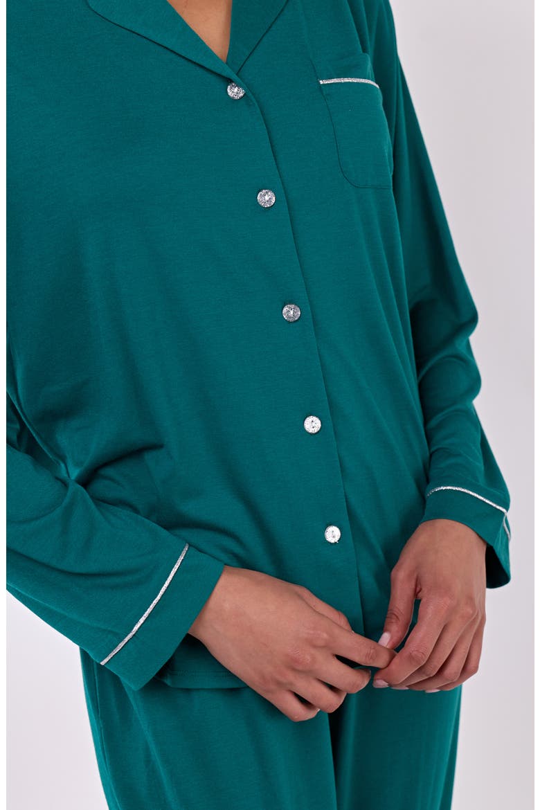 Alice Long Sleeve Top & Pants Pajamas, Alternate, color, EMERALD