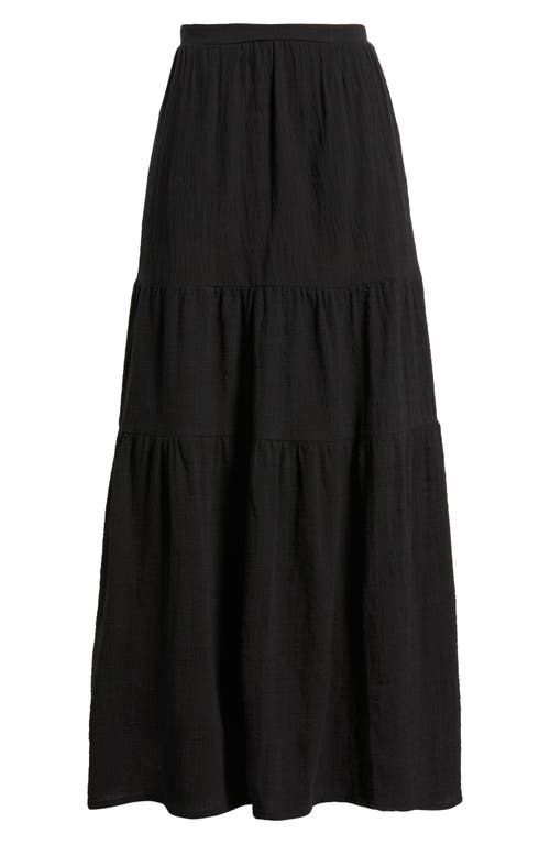 Bobeau Tiered Cotton Maxi Skirt In Black