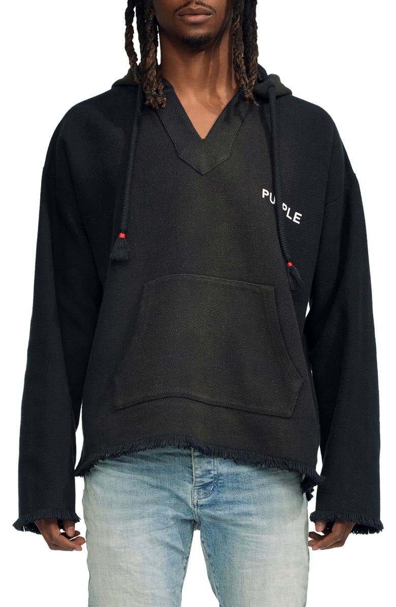 PURPLE BRAND Beach Fringed Cotton Hoodie, Main, color,