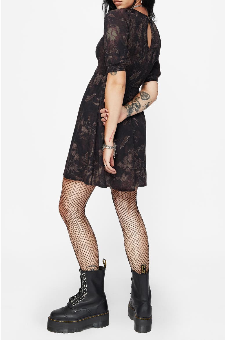 Ashmire Woodland Moth Mini Dress, Alternate, color, Black