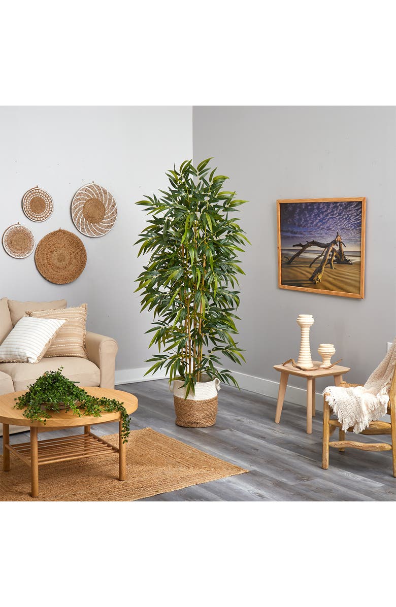 NEARLY NATURAL 6 ft. Bamboo Artificial Tree in Woven Basket, Alternate, color,