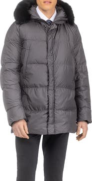 GORSKI Men's Apres-Ski Parka, Detachable Toscana Lamb Hood Trim